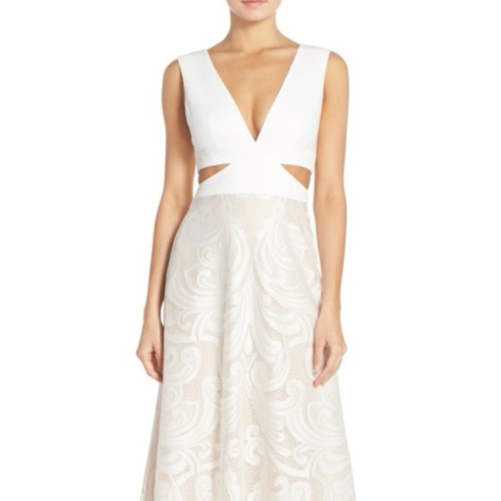 BCBG White "Marilyn" Long Dress with lace